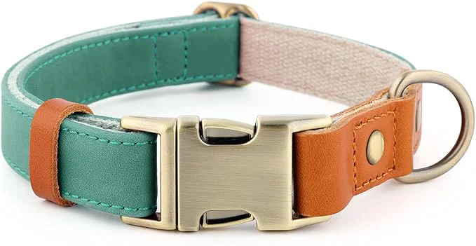 Traditional Plutus Pet Leather Hemp Dog Collar – Adjustable Heavy Duty Pet Collar Environmentally Friendly
