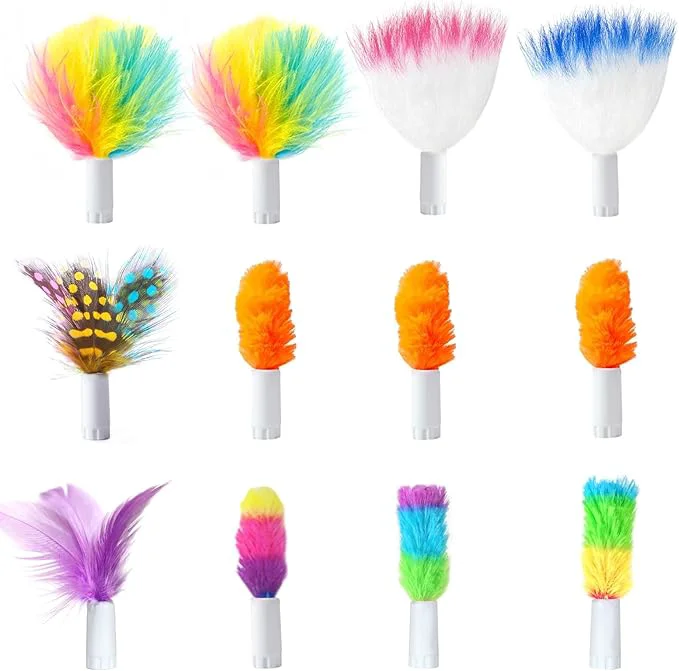 Exceptional ORSDA 12Pcs Interchangeable Attachments Cat Feather Toys Replaceable Feathers Long-Lasting