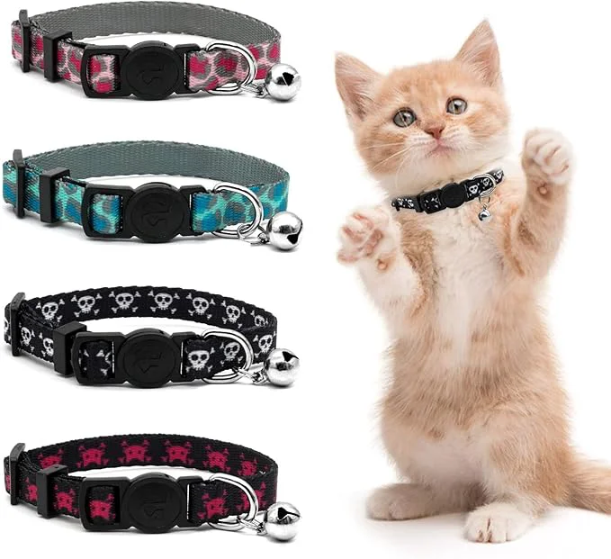 World-Class azuza 4 Pack Halloween Kitten Collar Breakaway Quick Release Safe Buckle Pure