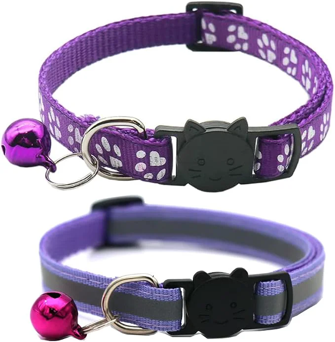 Relaxed 2 Pack Cat Collars Quick Release Reflective Kitten Collar Luxury