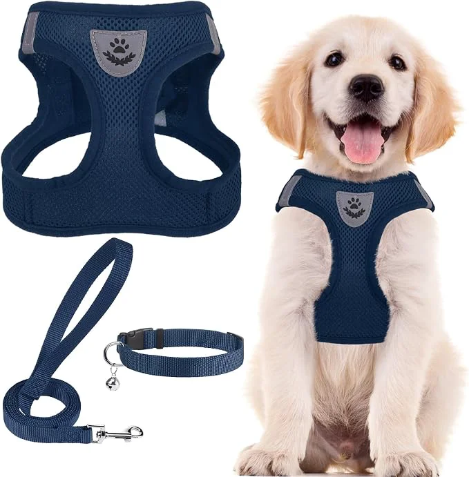 Breathable PUPTECK Adjustable Dog Harness Collar and Leash Set Step in No Pull Pet Harness Soft