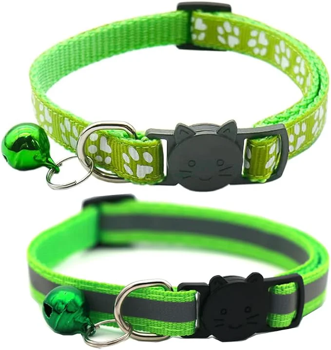 Stylish 2 Pack Cat Collars Quick Release Reflective Kitten Collar Refined