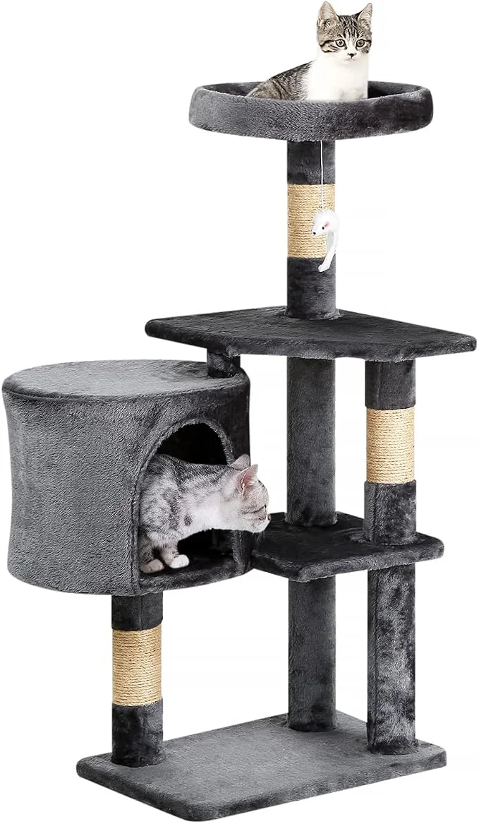 Versatile Pet 36 Cat Tree Tower Light Gray Sturdy Multi-Level Cat Tree Stylish
