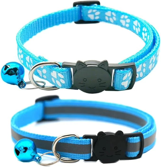 Enhanced 2 Pack Cat Collars Quick Release Reflective Kitten Collar Lightweight