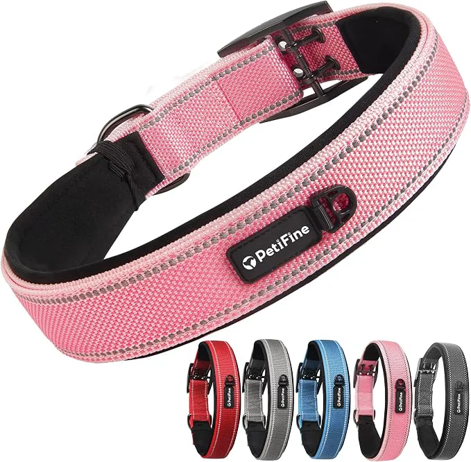 Clean PetiFine Dog Collar for Large Dogs Neoprene Padded and Adjustable Reflective User-Friendly