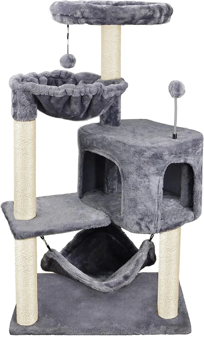 Efficient YUNIQUE Cat Tree with Cat Condo and Big Hammock Pure