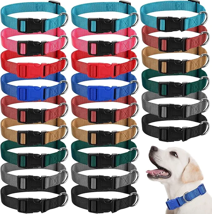 Stylish Amylove 27 Pcs Dog Collar Bulk Adjustable Nylon Puppy Collar Selected