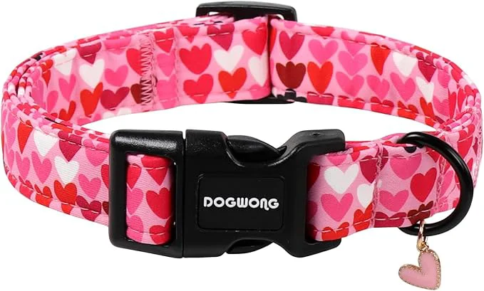 Comfortable DOGWONG Valentine Dog Collar Girl Female Dog Collars Prestigious