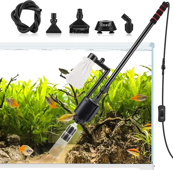 Crafted AQQA Aquarium Gravel Cleaner 6-in-1 Electric Fish Tanks Gravel Vacuum Cleaner Luxury