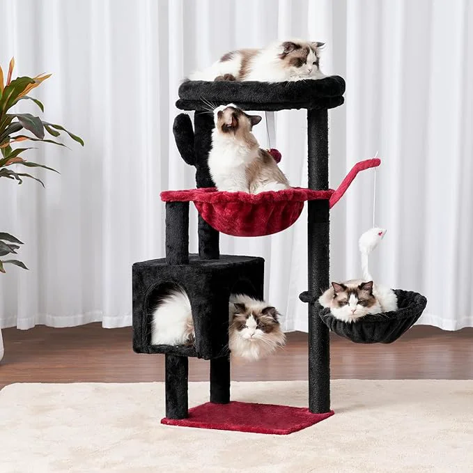 Easy-to-Use Heybly Cat Tree 39.4 Inches Gothic Tower Condo Fine
