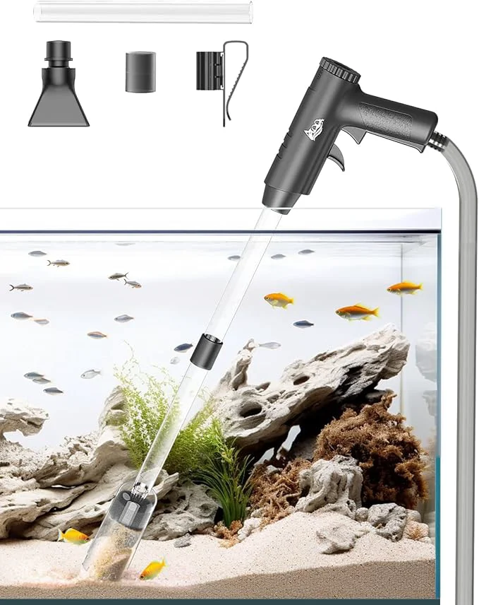 Contemporary AQQA Aquarium Gravel Cleaner 4-in-1 Upgrade Suction Power Manual Fish Tank High-Grade