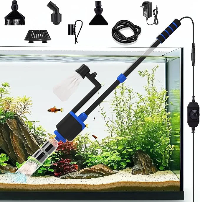 High-Grade AQQA DC 36W Electric Aquarium Vacuum Gravel Cleaner 6-in-1 Multifunctional Fish Selected