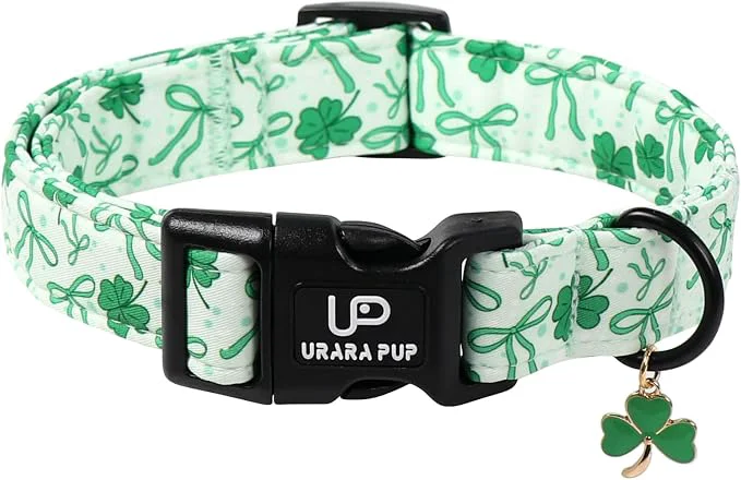 Carefully Designed St. Patrick's Day Dog Collar UP URARA PUP Shamrock Adjustable Pet Collar Exclusive