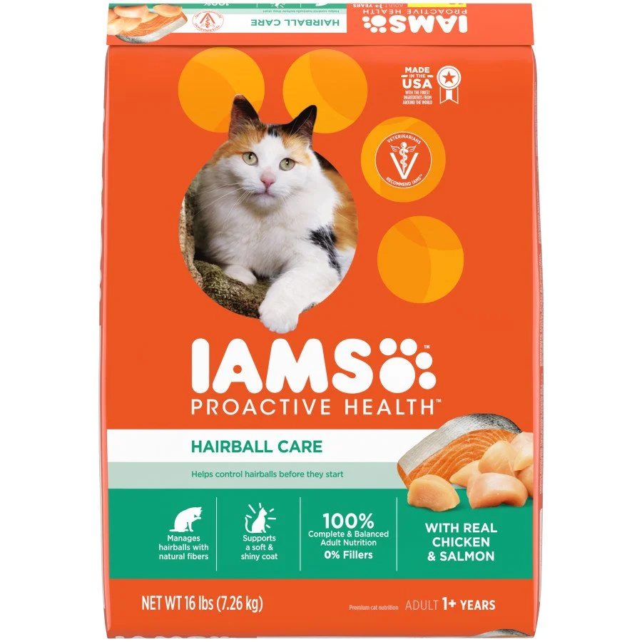 Elegant IAMS Proactive Health Hairball Care Adult Dry Cat Food Chicken Salmon 16-lb Recyclable
