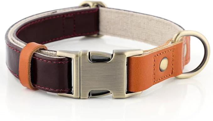 Clean Plutus Pet Leather Hemp Dog Collar – Adjustable Heavy Duty Pet Collar High-Grade