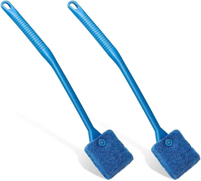 Natural Fish Tank Cleaner with Five Sided Sponge Brush and Long Handle Aquarium Reliable