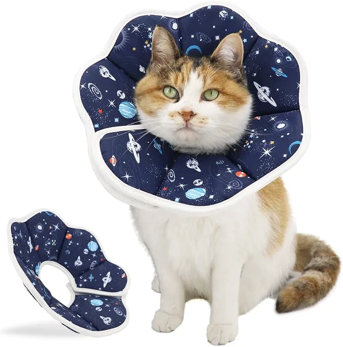Excellent Soft Cat Cone Adjustable Recovery Collar After Surgery to Prevent Licking Wound Pure