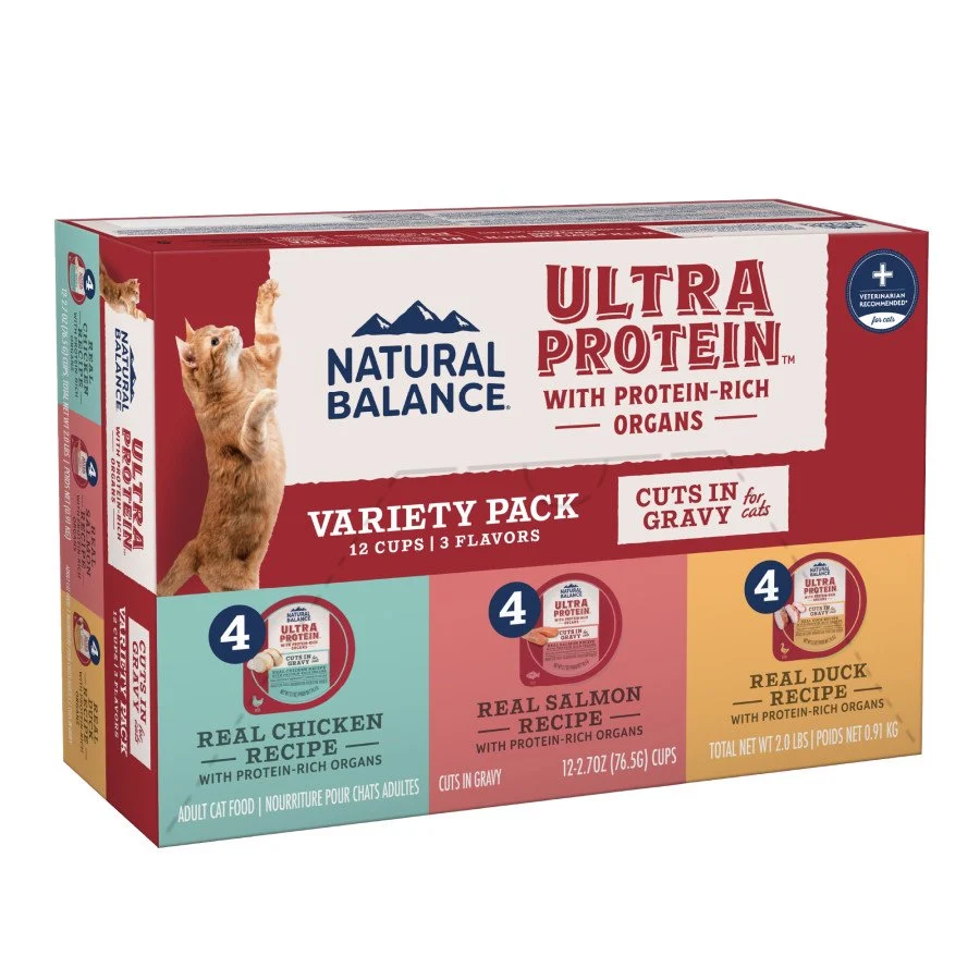 Pure Natural Balance Pet Foods Ultra Protein Cuts in Gravy Adult Wet Cat Food Variety Pack Chicken Duck Salmon 2.7-oz 12 Count Carefully Designed