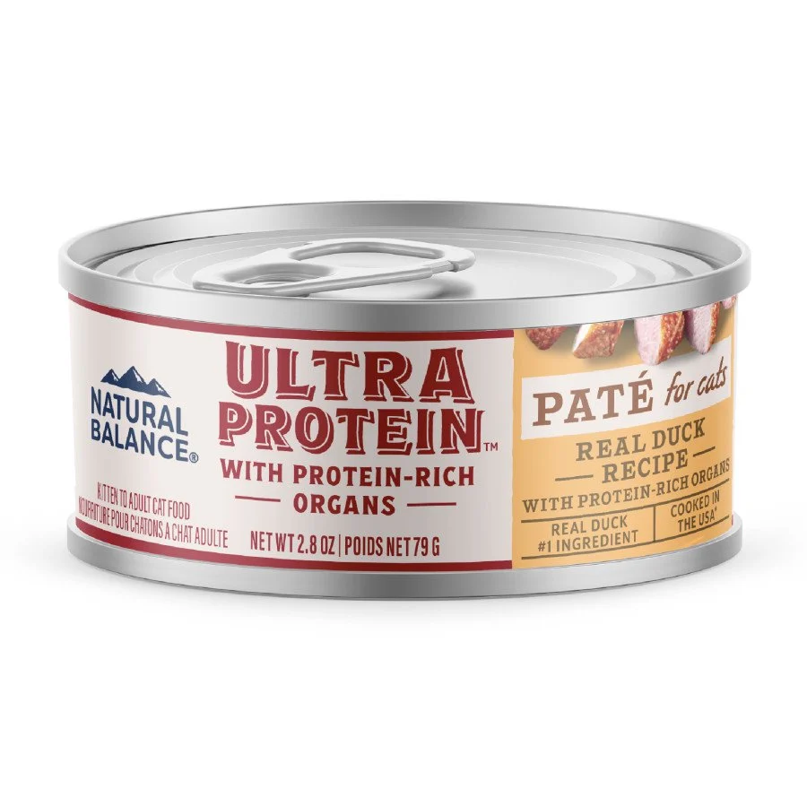 Sustainable Natural Balance Ultra Protein Wet Cat Food Duck with Protein-Rich Organs Pate Recipe 2.8-oz Artisan