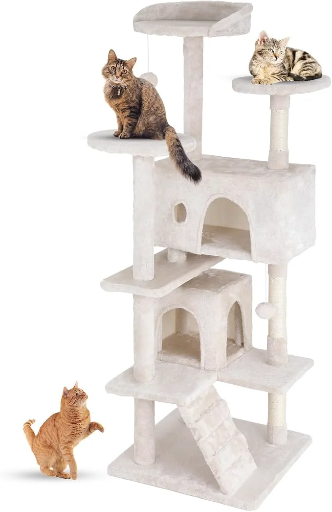 Environmentally Friendly FDW 54 Cat Tree Tower Beige Multi-Level Indoor Activity Center Elegant
