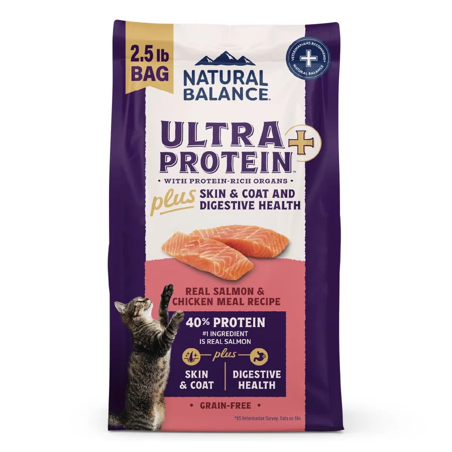 Flexible Natural Balance Ultra Protein Plus Skin Coat and Digestive Health Dry Cat Food Salmon Chicken Meal 2.5-lb Practical