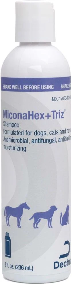 Smooth Dechra MiconaHex Triz Antifungal Antibacterial Medicated Shampoo for Dogs Cats Horses 8-oz Fine
