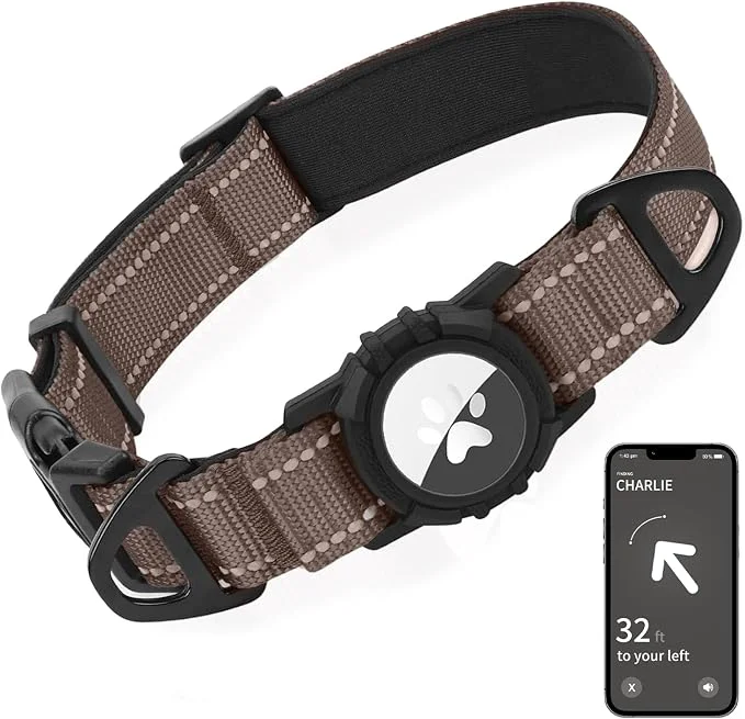 Trendy Joytale Airtag Dog Collar Reflective Pet Collar Traditional