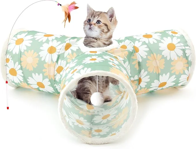 Versatile Tempcore Pet Cat Tunnel Tube Cat Toys 3 Way Collapsible Cat Tunnels Relaxed