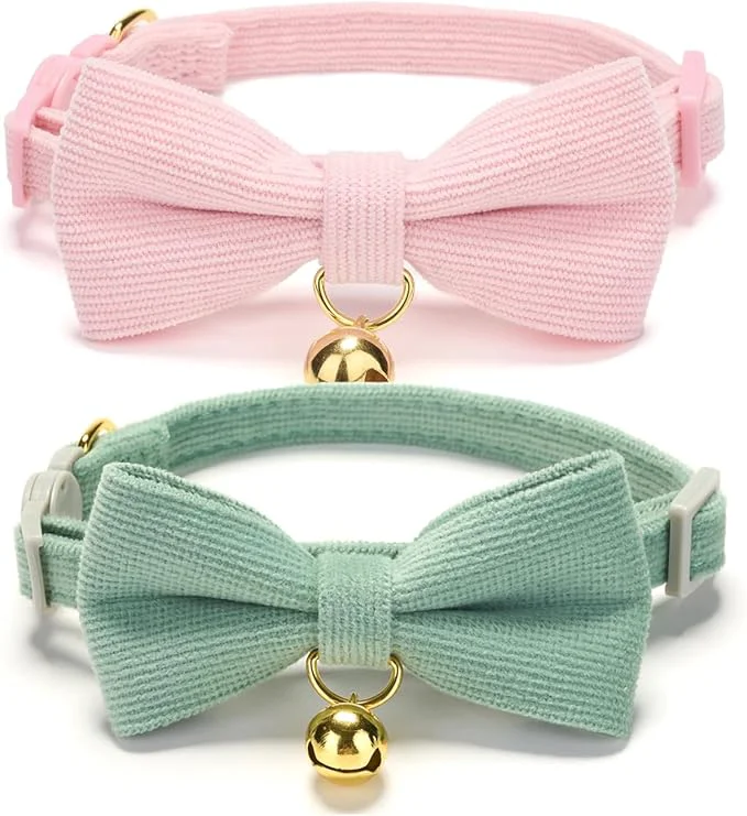 Crafted 2 Pack Soft Corduroy Cat Collars Artisan