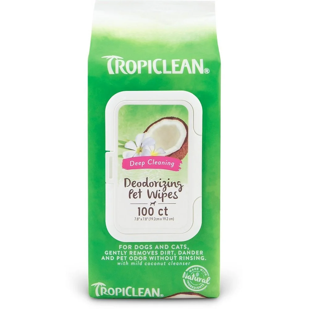 Soft TropiClean Berry Coconut Tushy Paw Wipes for Dogs Cats 100 Count Certified