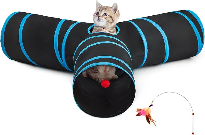 Trendy Tempcore Pet Tunnel Tube Cat Toys 3 Way Collapsible Cat Tunnels Classic