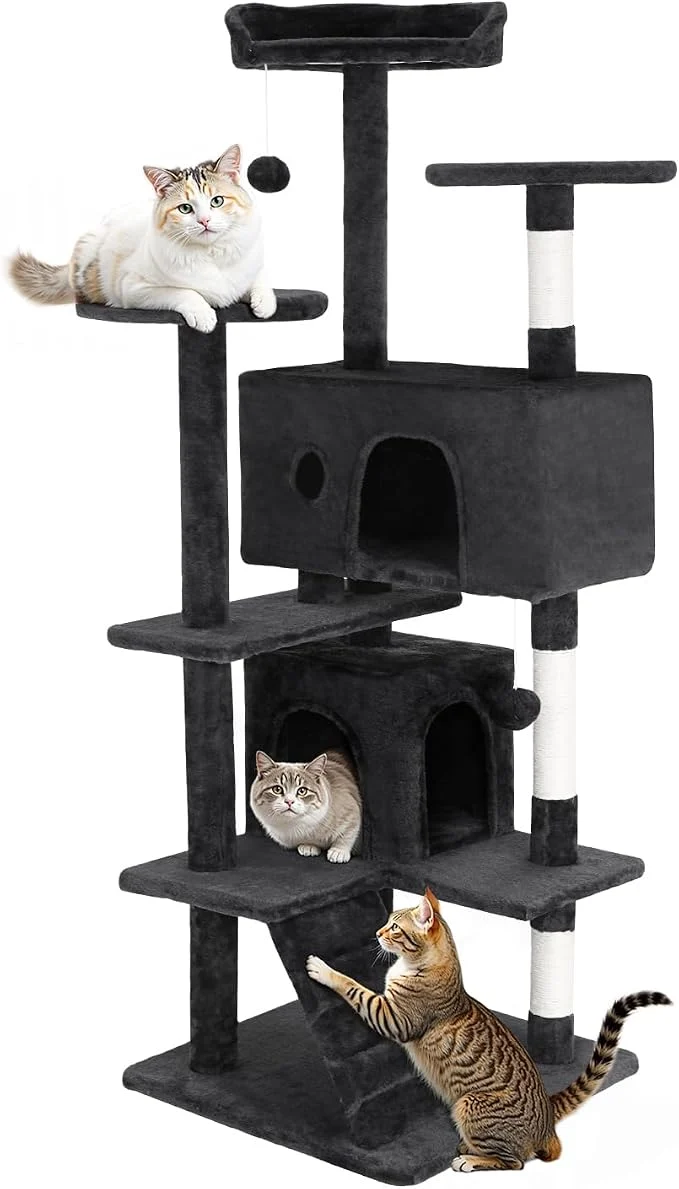 Advanced FDW Cat Tree 54in Cat Tower Multi-Level Durable Cat Scratching Post Cozy Fun Minimalist