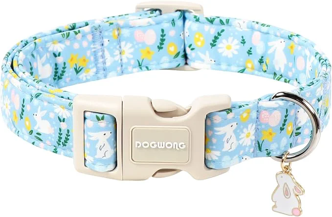 Casual DOGWONG Easter Dog Collar-Cute Easter Rabbit Bunnies Egg Dog Collar Adjustable Relaxed