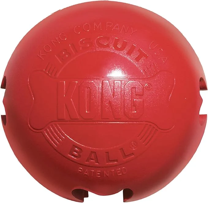 Comfortable KONG - Biscuit Ball - Durable Rubber Treat Dispensing Toy - for Large DogsAbout This Recyclable
