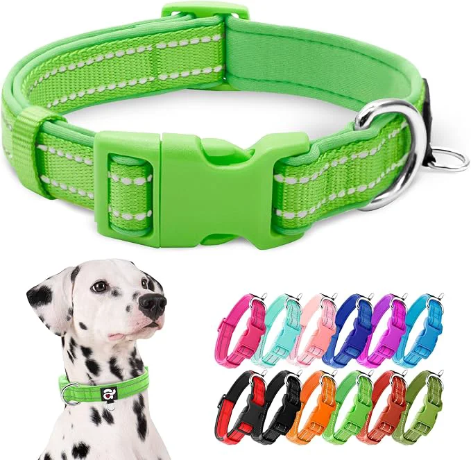 Carefully Designed azuza Reflective Dog Collar Soft Neoprene Padded Pet Collar High-End
