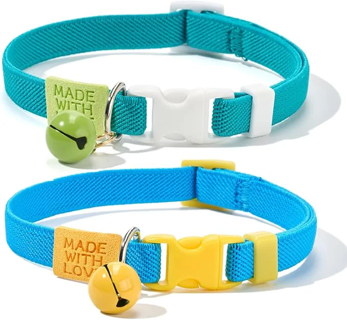 Classic Elastic Cat Collar 2 Pack of Safety Quick Release Cat Collars Responsible