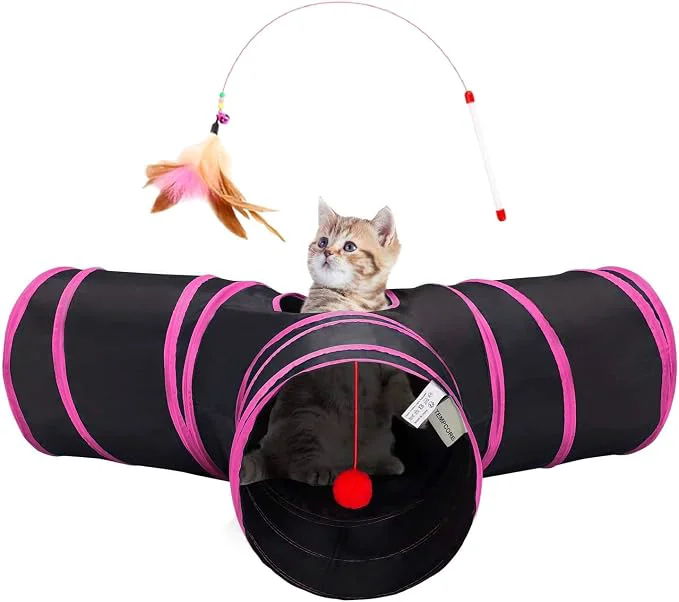 Superior Tempcore Pet Tube Toys 3 Way Collapsible Cat Tunnels Eco-Friendly
