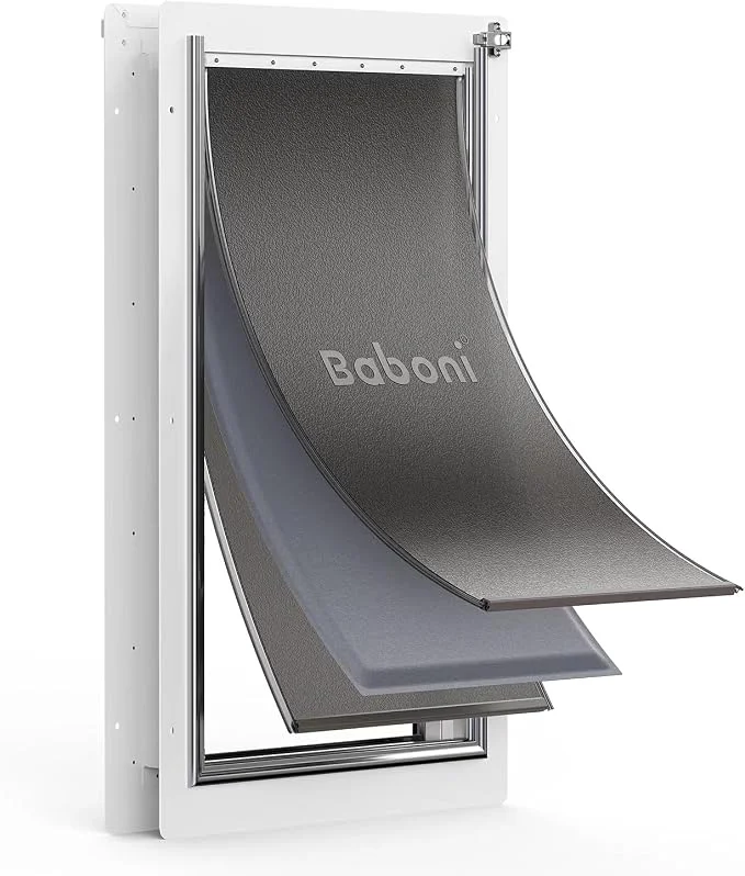 Proven Baboni 3-Flaps Pet Door for Interior and Exterior Doors Steel Frame and Contemporary