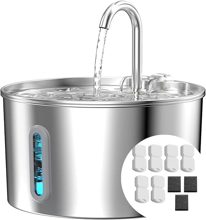 Crafted Cat Water Fountain Stainless Steel 74oz 2.2L Cat Fountain High-Quality