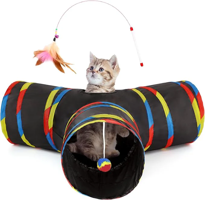 Superior Tempcore Pet Cat Tunnel Collapsible Toy 3-Way Kitty Tunnel Dependable