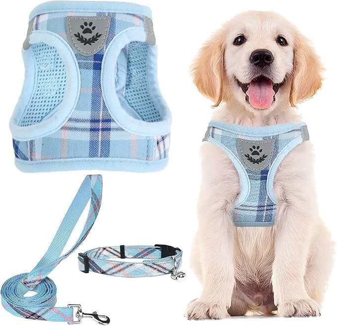 Verified PUPTECK Adjustable Dog Harness Collar and Leash Set Step in No Pull Pet Harness Eco-Friendly