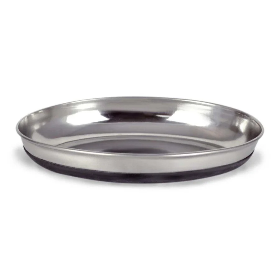 Advanced OurPets Rubber Bonded Bottom Oval Silver Stainless Steel Cat Bowl Reusable