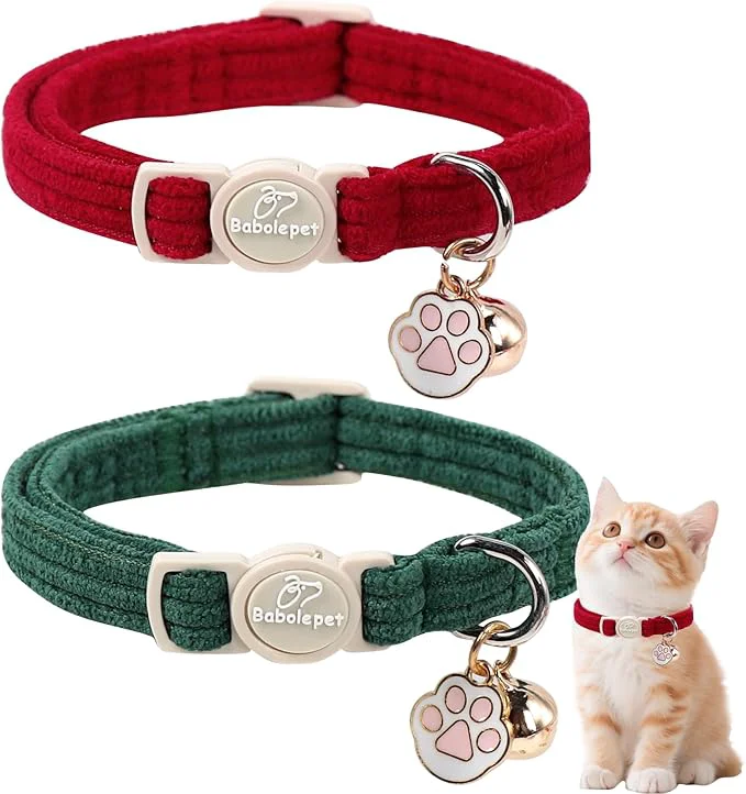 Environmentally Friendly 2 Pack Corduroy Cat Collars Artisan
