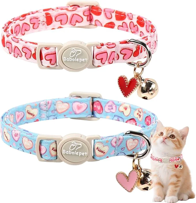 Top-Quality 2 Pack Valentines Cat Collars Pure