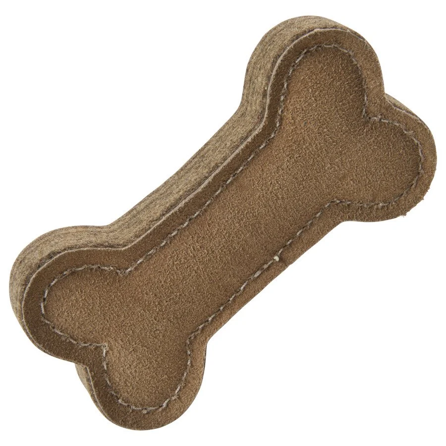 Artisan Spot Dura-Fuse Leather Chunky Bone Dog Toy 6-in Organic