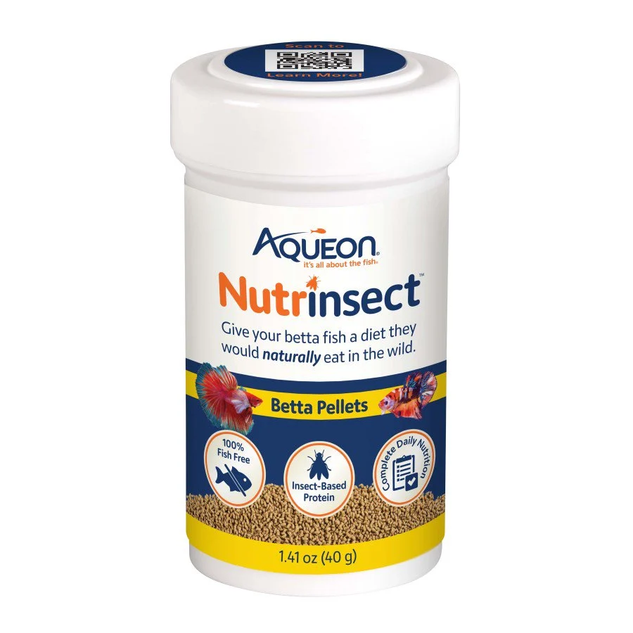 Secure Aqueon Nutrinsect Fish- Fish Food Betta Pellets 1.41-oz Smart