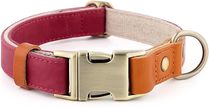 Trendy Plutus Pet Leather Hemp Dog Collar – Adjustable Heavy Duty Pet Collar Premium