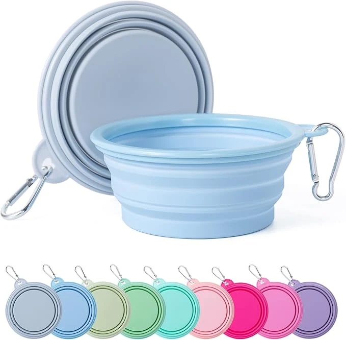 Smart SLSON Collapsible Dog Bowl 2Pack Macaron Color Pet Travel Bowls Silicone Foldable Water Feeder Dish for Small to Large Dogs Cat Walking Hiking Camping Macaron Blue and Light Grey Small About ThisOverview Reliable