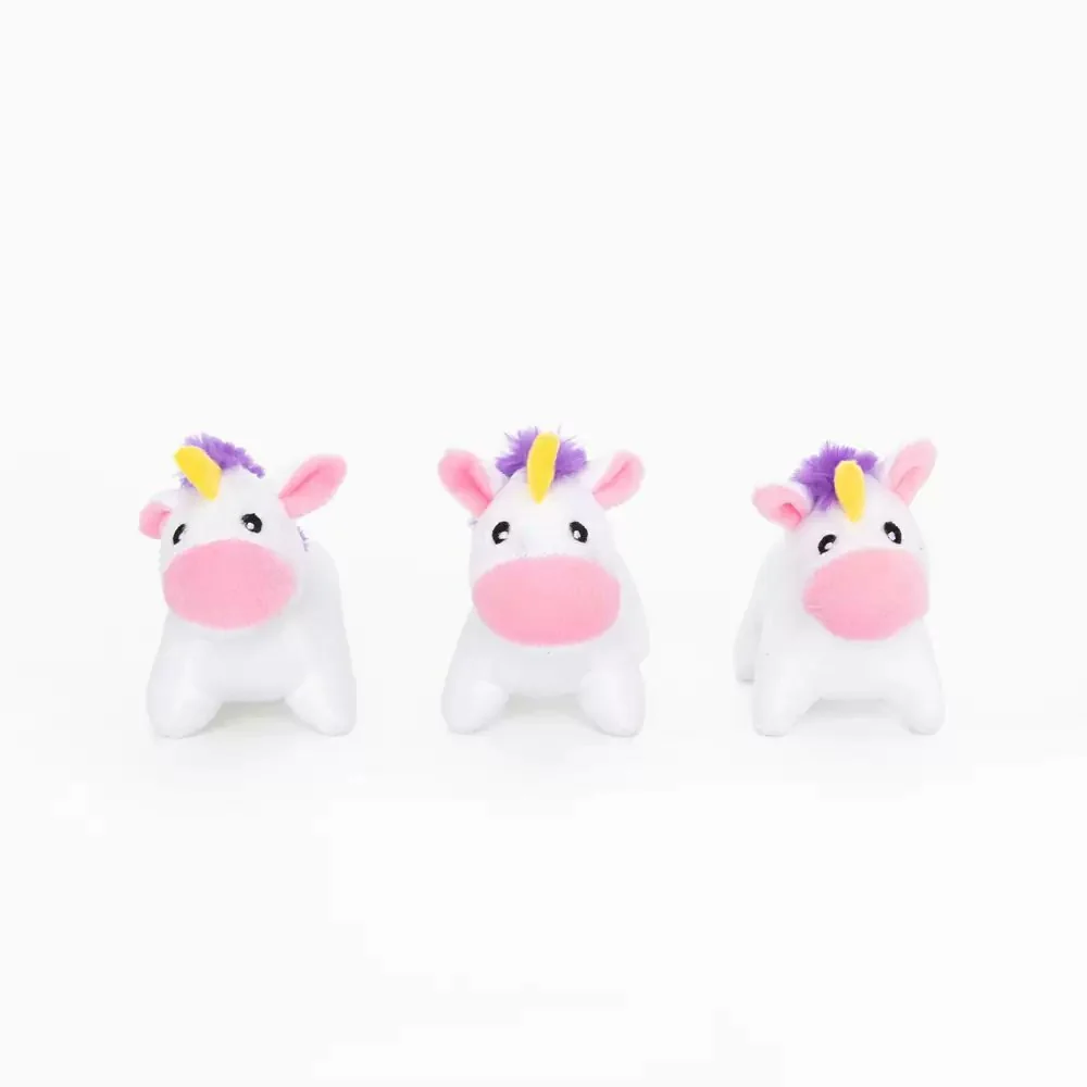 Specialty ZippyPaws Miniz Unicorns Dog Toy White Small Medium High-End