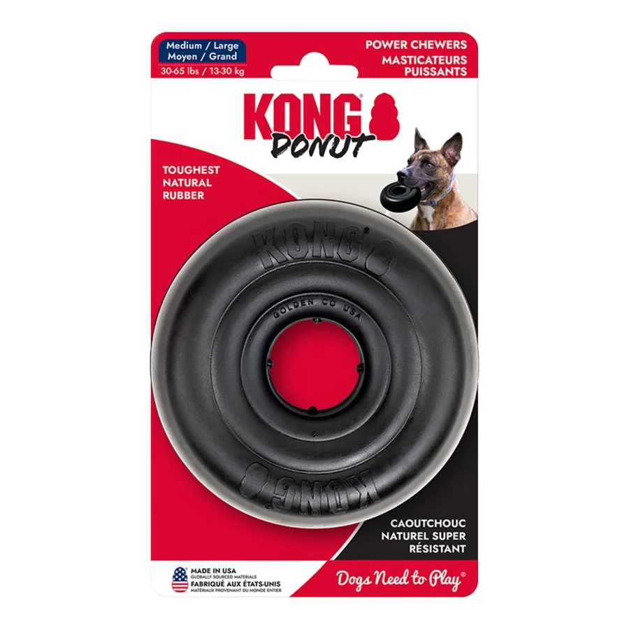 Advanced KONG Extreme Donut Dog Chew Toy Black Medium Large Healthy